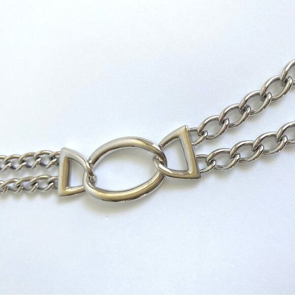 Napier Chunky Link Chain Necklace Double Layer Silver Statement Mob Wife 30” - Picture 3 of 9